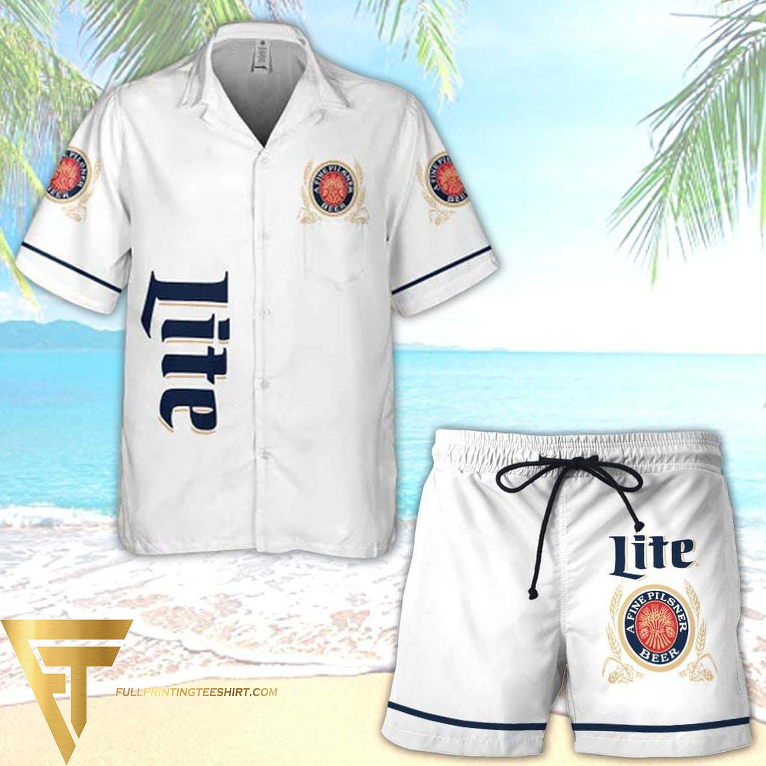 Miller High Life Beer Hawaiian Shirts And Beach Shorts