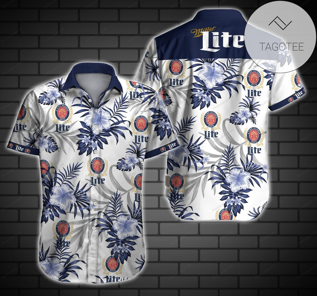 Miller Lite All Over Print 3D Hawaiian Shirt – Navy