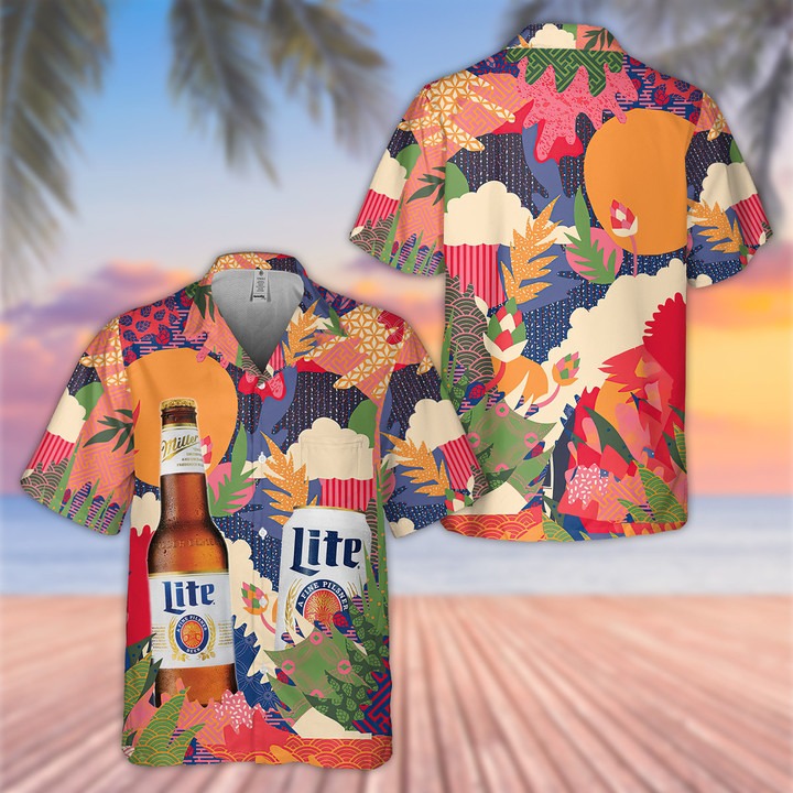 Miller Lite Beer Smoke Skull Hawaiian Shirt