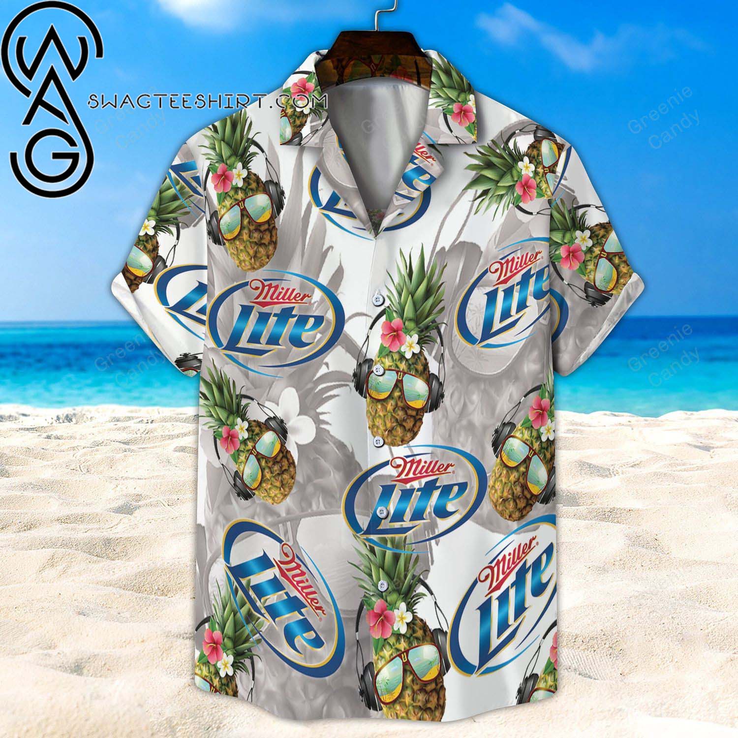 Miller Lite Beer Full Printing Summer Hawaiian Beach Shirt