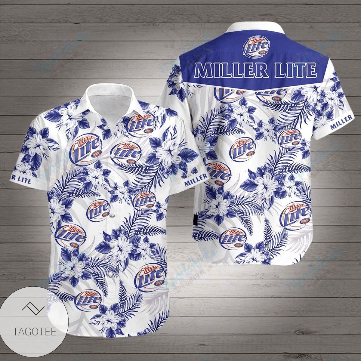 Miller Lite Hawaiian Graphic Print Short Sleeve Hawaiian Casual Shirt