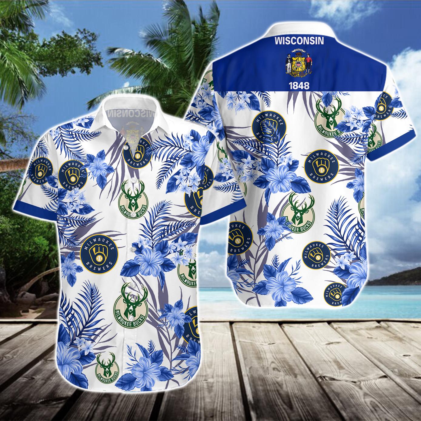 Milwaukee Brewers Milwaukee Bucks Hawaiian Shirt