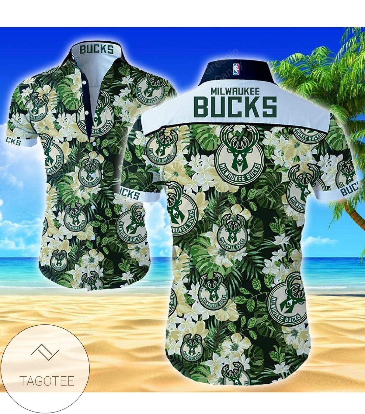 Milwaukee Bucks Floral All Over Print 3D Hawaiian Shirt And Beach Short