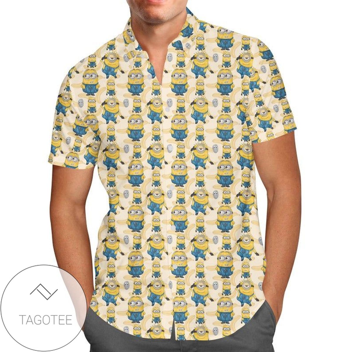 Minions Bananas For men And Women Graphic Print Short Sleeve Hawaiian Casual Shirt