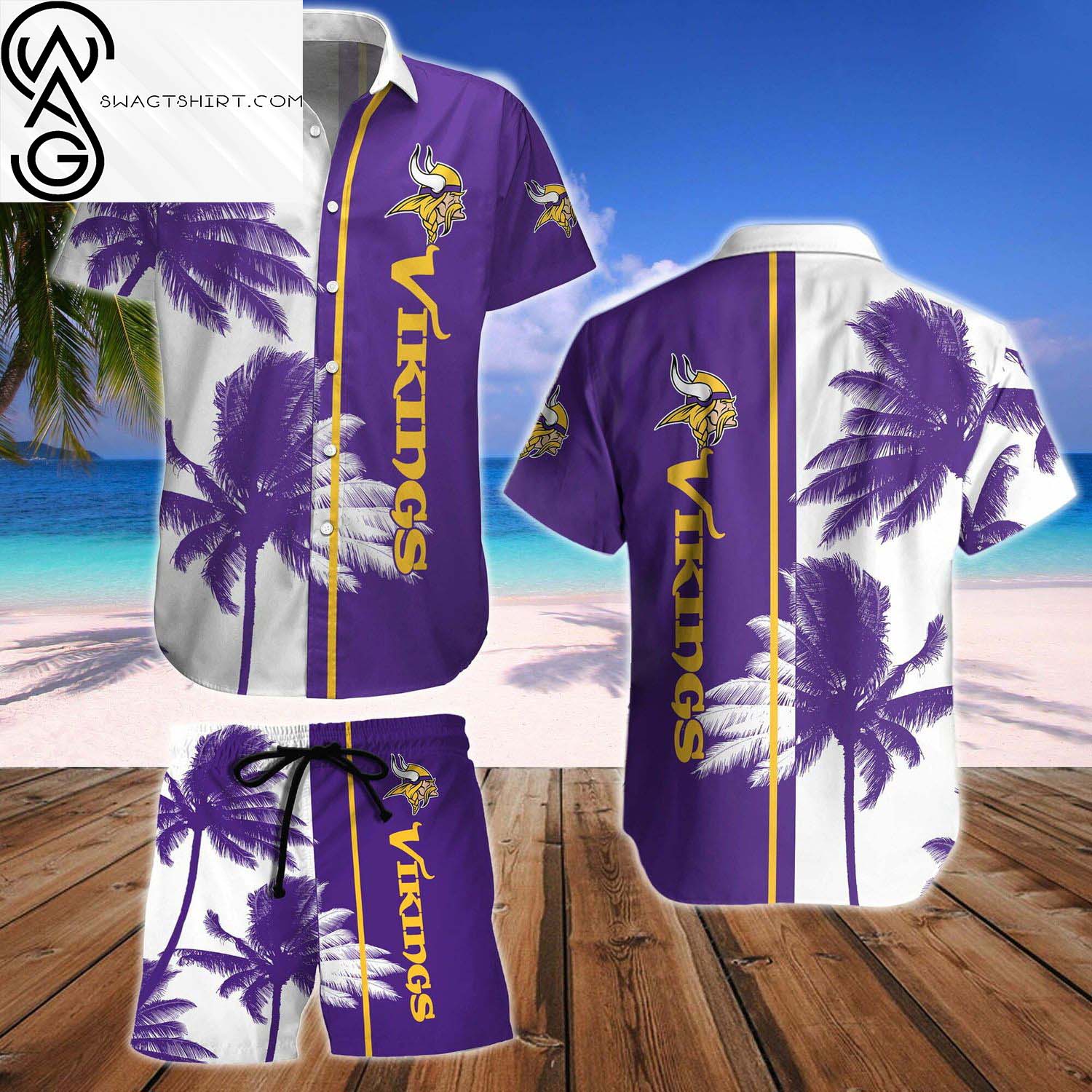 Minnesota Vikings All Over Print Hawaiian Shirt And Beach Shorts