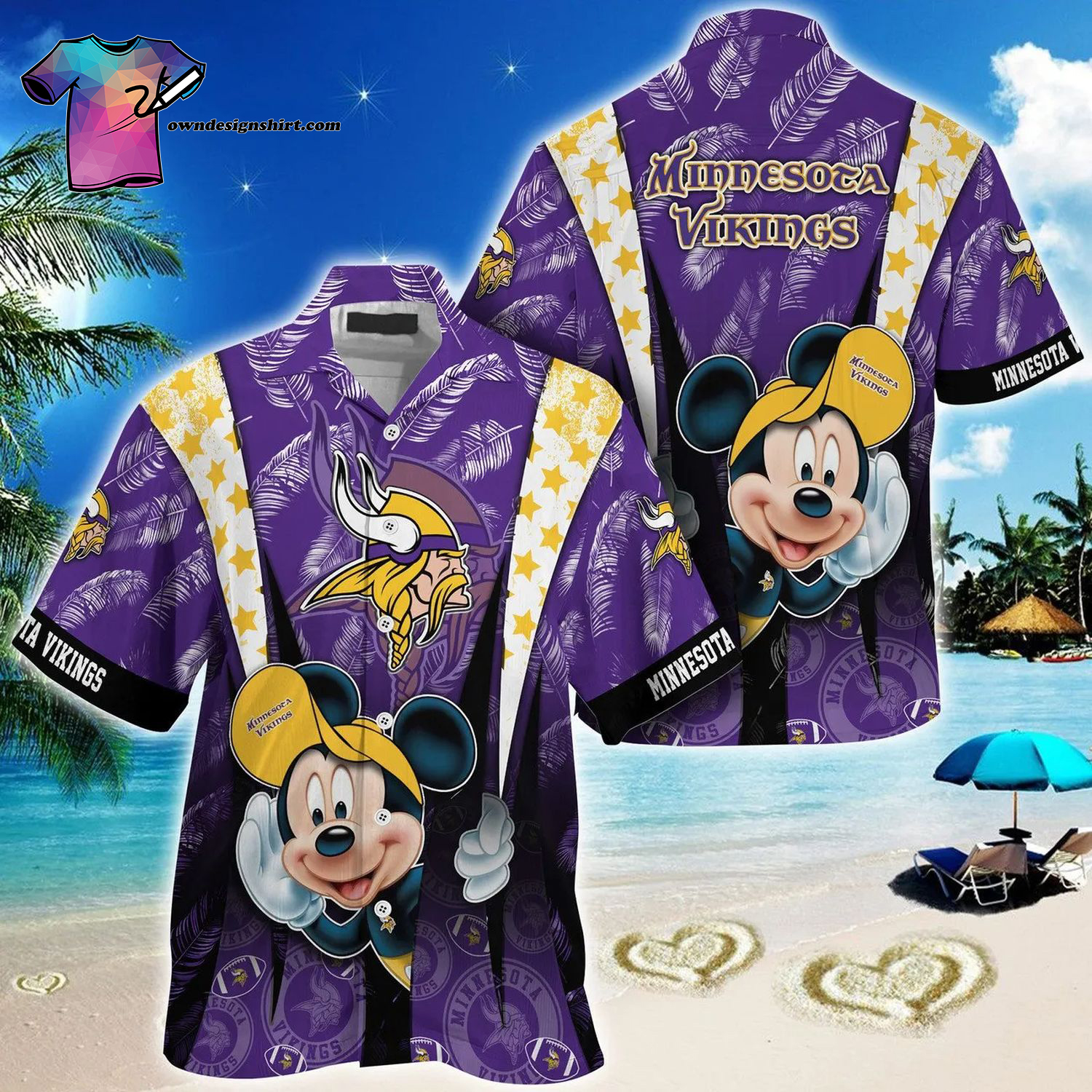 Minnesota Vikings And Mickey Mouse All Over Print Hawaiian Shirt