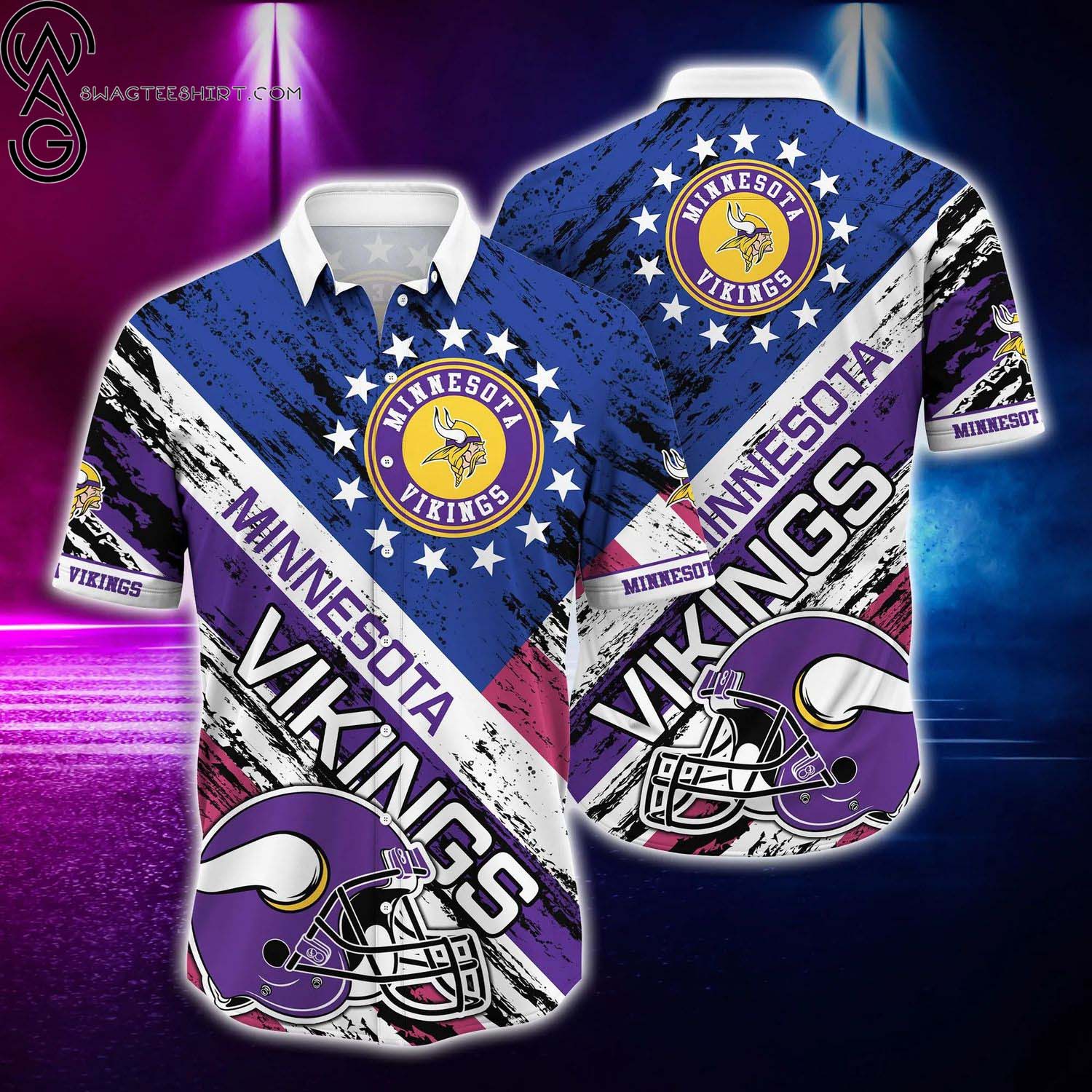 Minnesota Vikings And Skull Summer Aloha Hawaiian Shirt