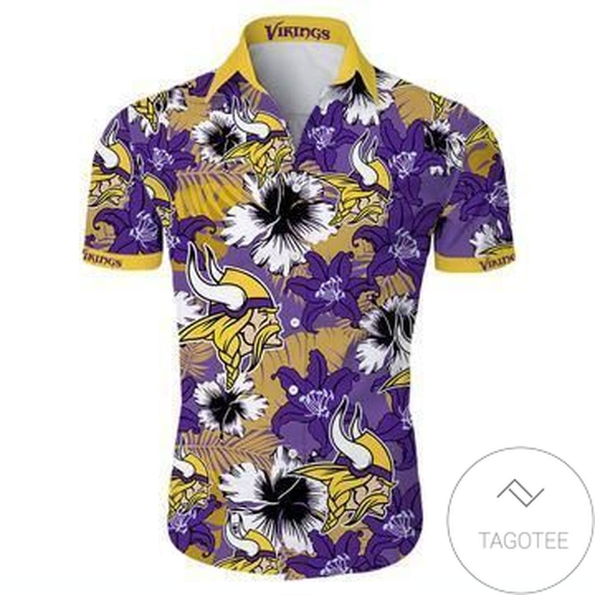 Minnesota Vikings Authentic Hawaiian Shirt 2022 Tropical Flower Short Sleeve Slim Fit Body Teams Nfl