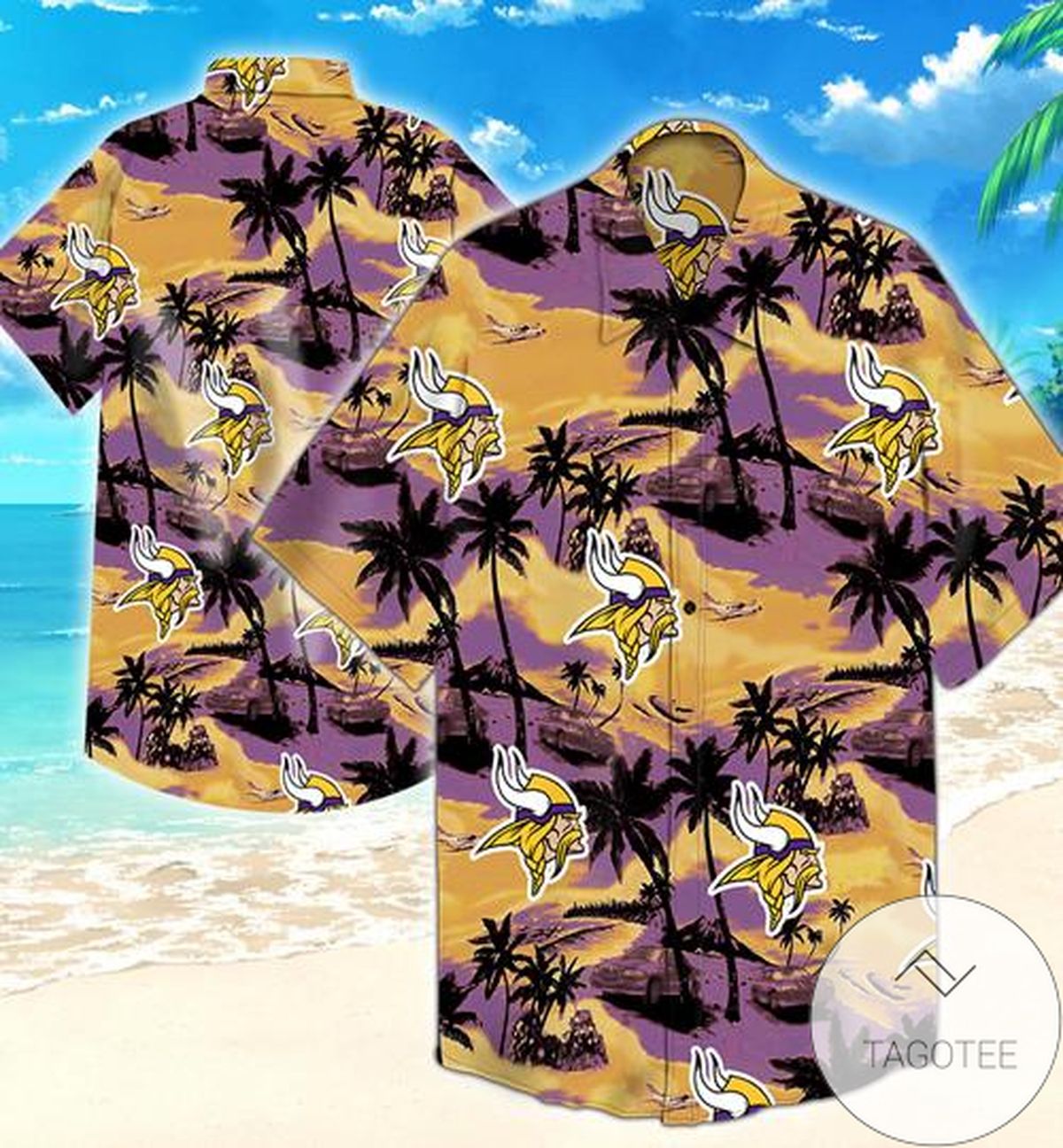 Minnesota Vikings Coconut Tree Authentic Hawaiian Shirt 2022 3d