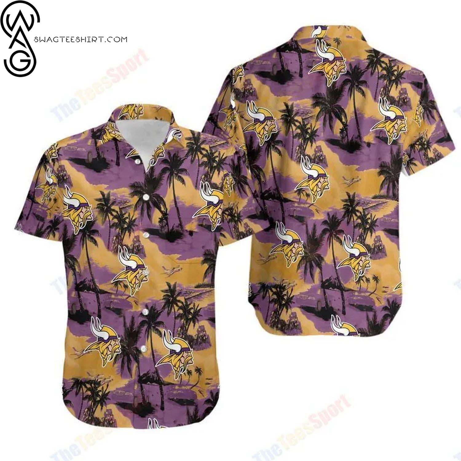 Minnesota Vikings Flower And Coconut Trees Summer Aloha Hawaiian Shirt