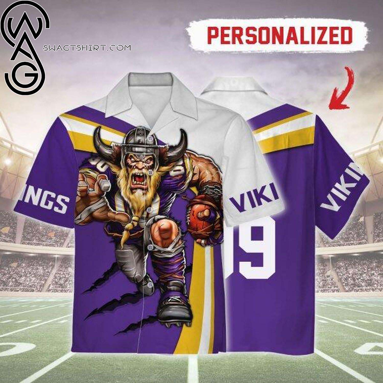 Minnesota Vikings Leaf Pattern Summer Vibes Hawaiian Shirt