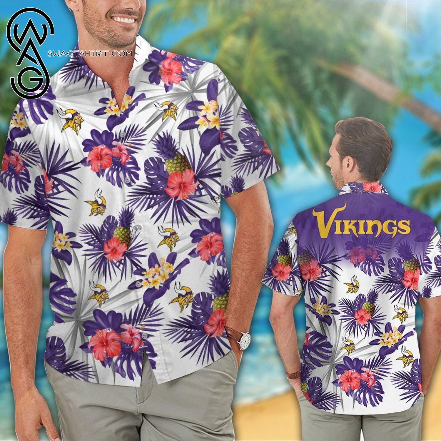 Minnesota Vikings Flower Summer Aloha Hawaiian Shirt