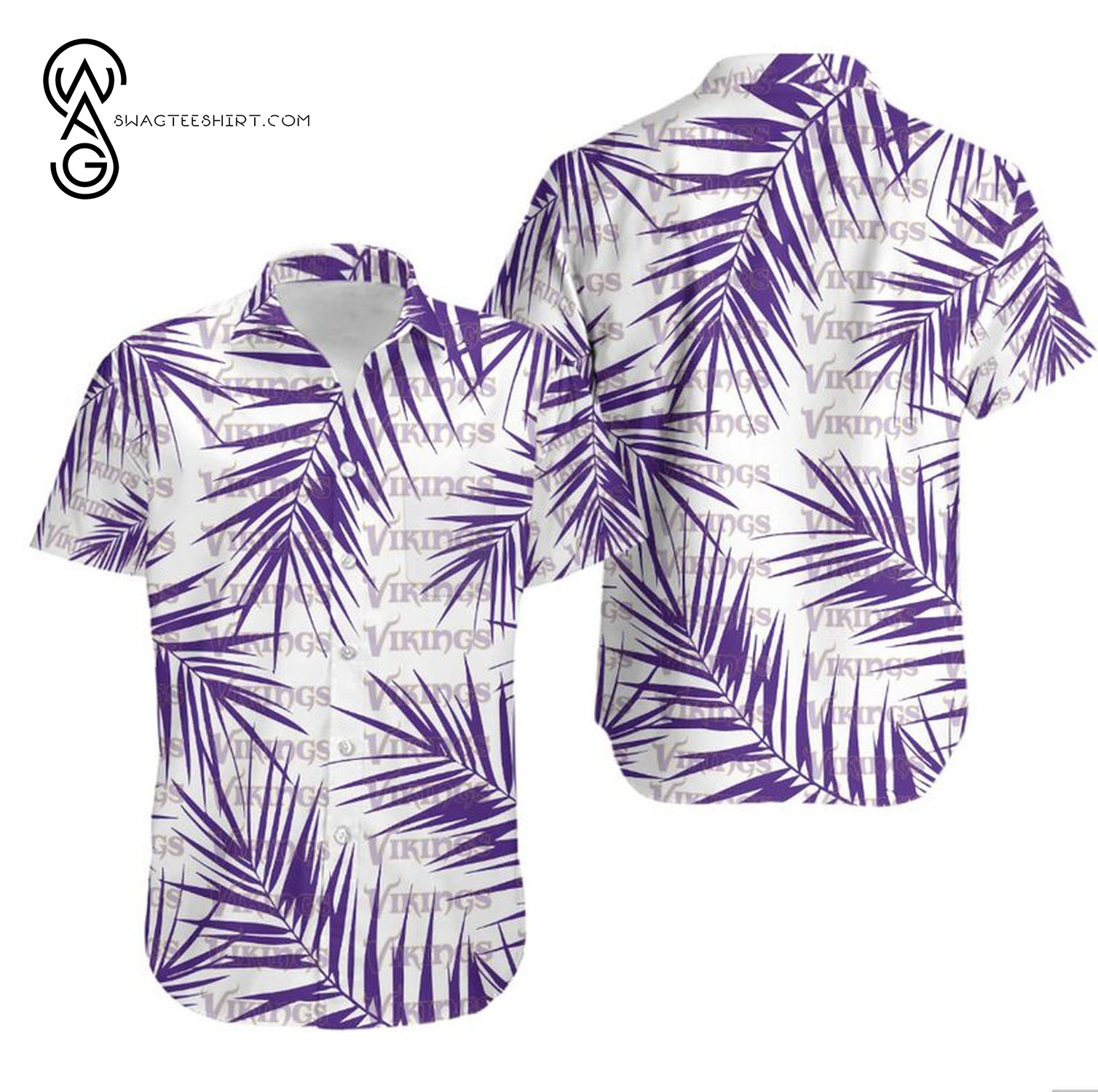 Minnesota Vikings Logo And Coconut Trees Summer Aloha Hawaiian Shirt