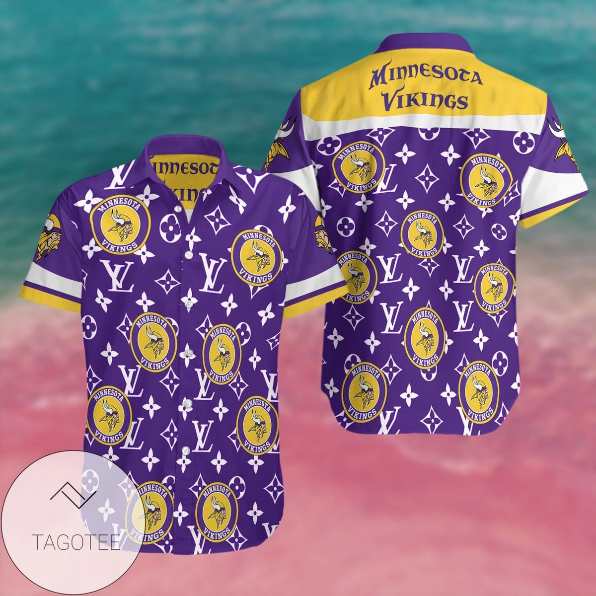 Minnesota Vikings Hawaiian Shirt Tropical Flower Short Sleeve Slim Fit Body