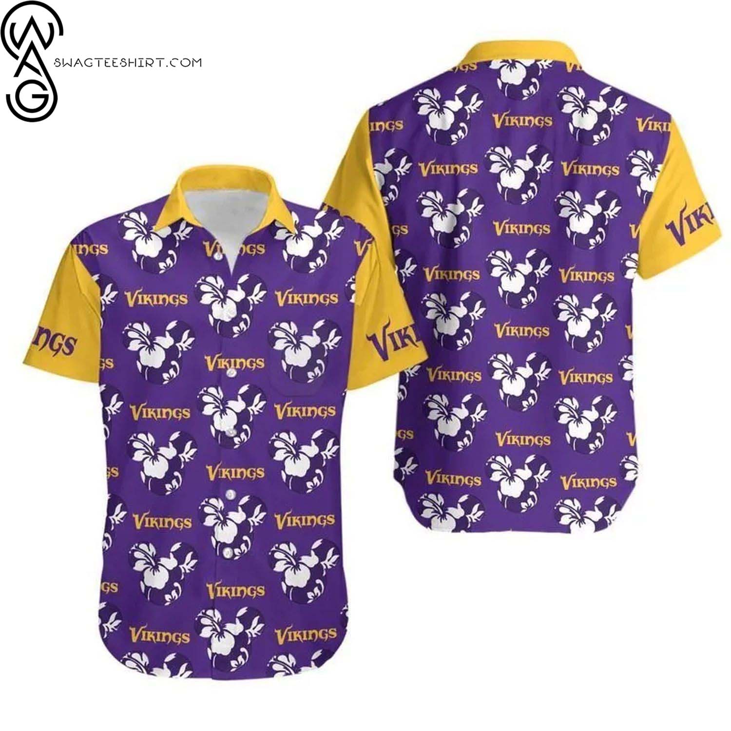 Minnesota Vikings Leaf Pattern Summer Vibes Hawaiian Shirt