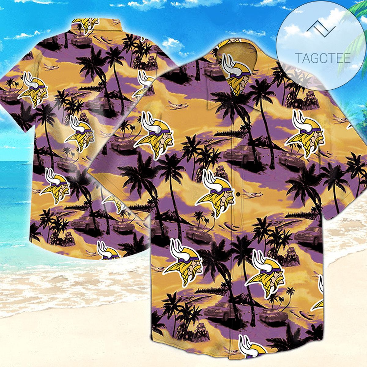 Minnesota Vikings Nfl Mens Hawaiian Button Up Shirt