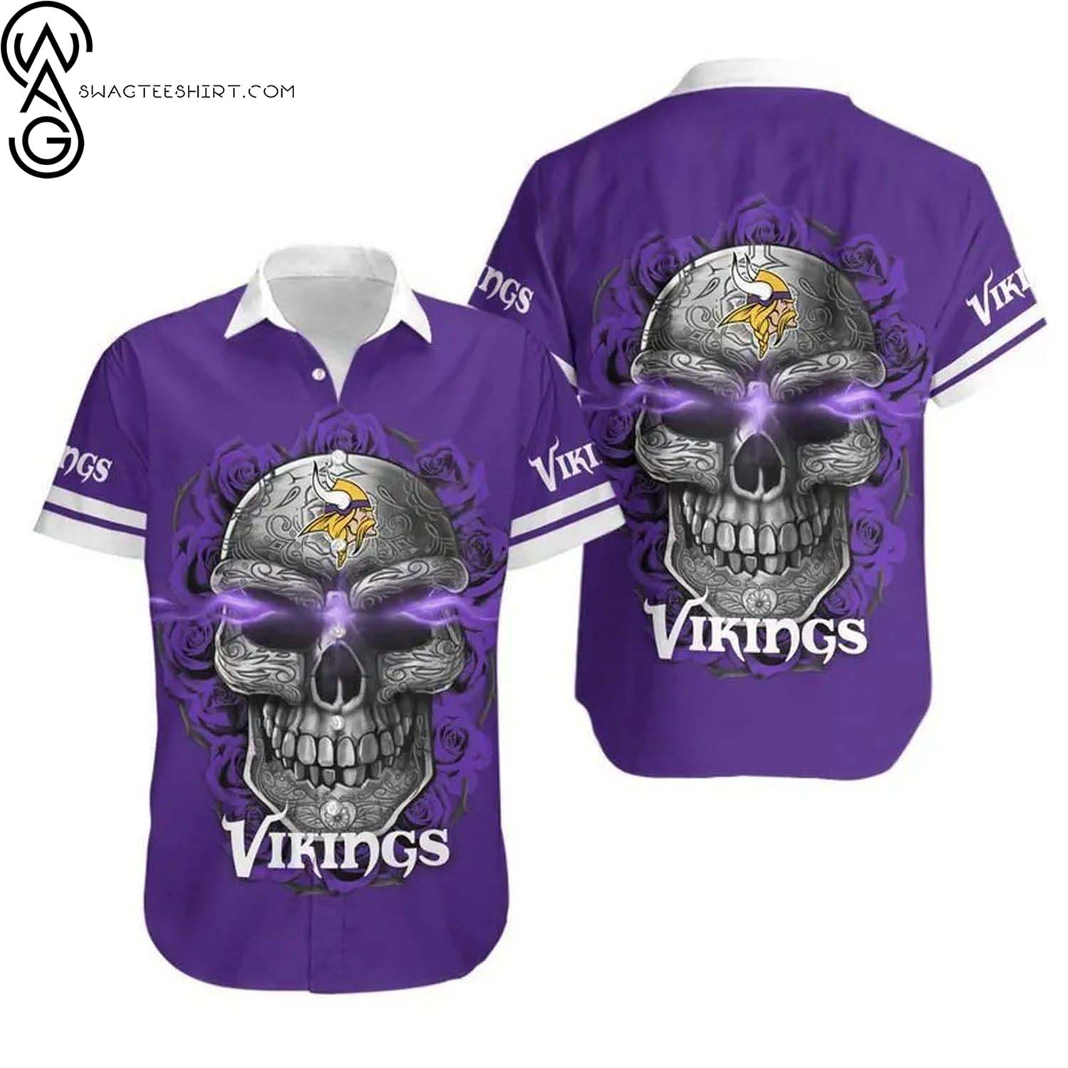 Minnesota Vikings Sports Logo And Flower Summer Aloha Hawaiian Shirt