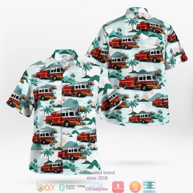 Mississippi Starkville Fire Department Ladder Truck Hawaiian Shirt