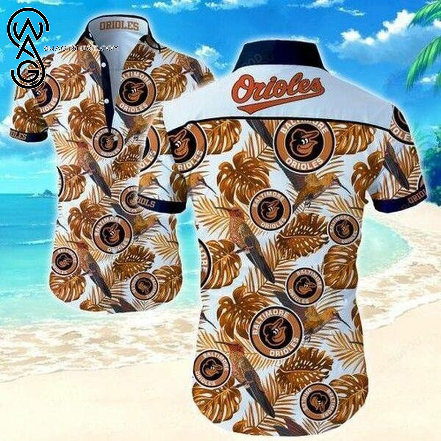 MLB Baltimore Orioles Full Print Aloha Hawaiian Shirt