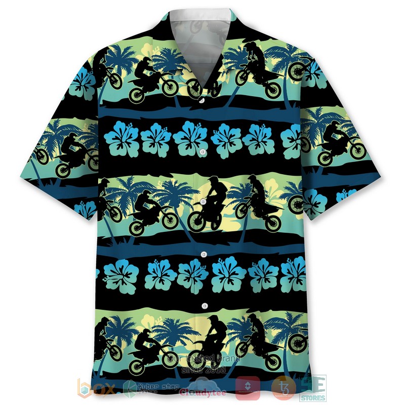 Motocross Duck Dirt Bike and Fancy Duck Pattern Hawaiian Shirt