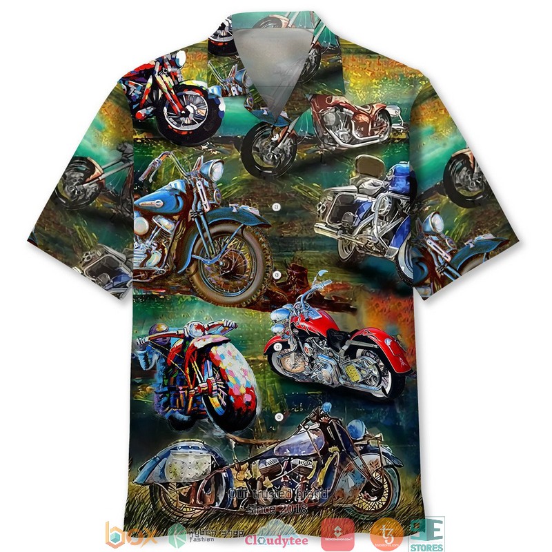 Motorcycle pattern purple Hawaiian Shirt