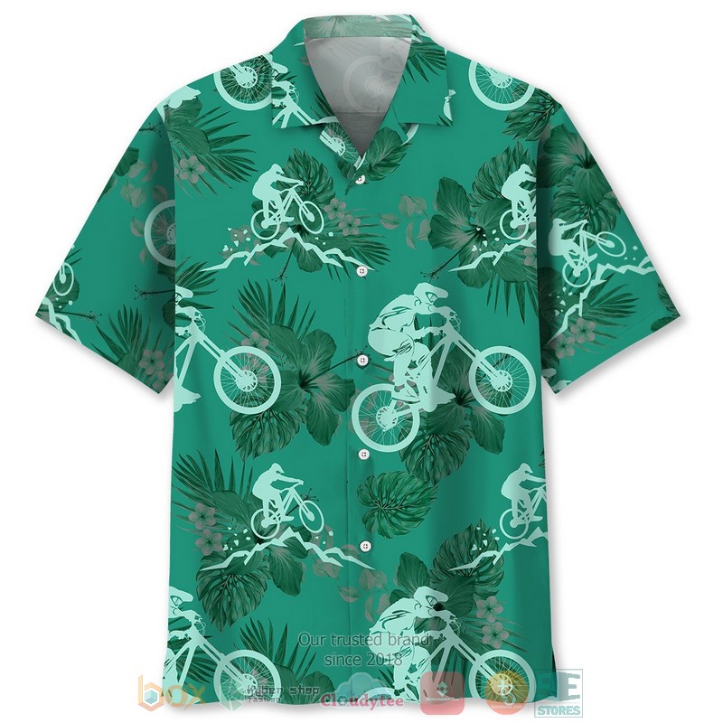 Mountain Bike Tropical Pink Hawaiian Shirt