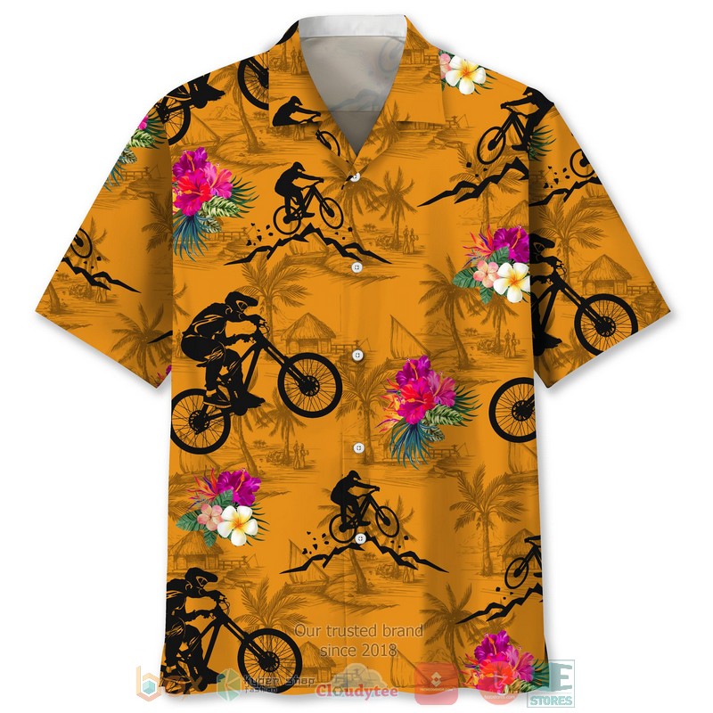 Mountain Bike Kelly Green Hawaiian Shirt