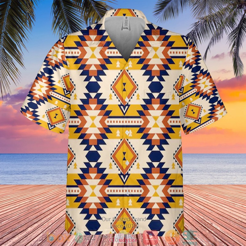 Multicolor Pattern Native Brown Hawaiian Shirt