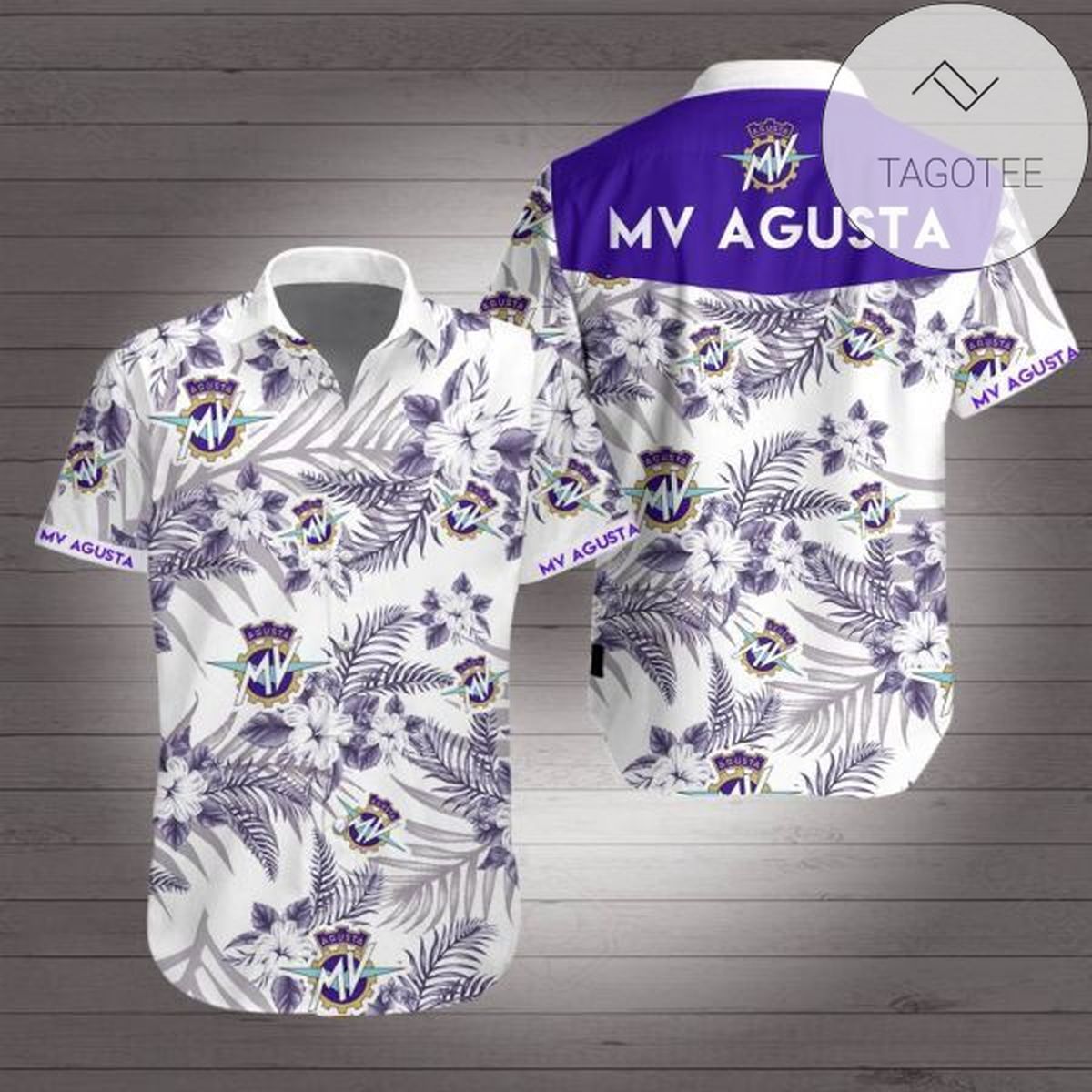 Mustang All Over Print Summer Short Sleeve Hawaiian Beach Shirt – White