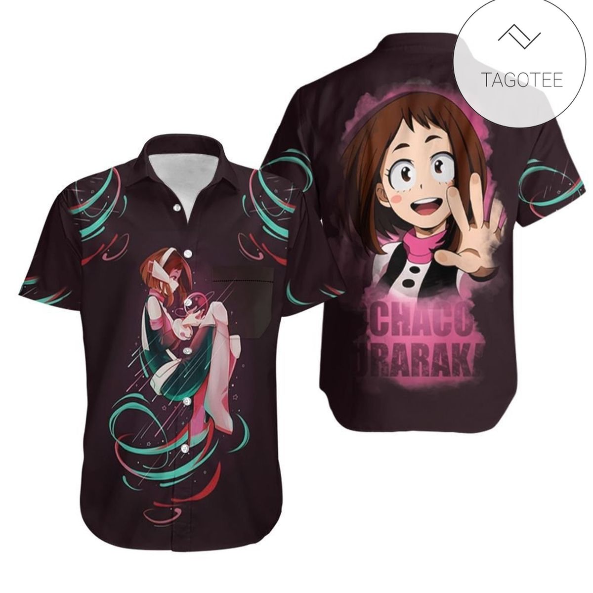 My Hero Academia Chibi Midoriya Izuku Galaxy Hawaiian Graphic Print Short Sleeve Hawaiian Shirt