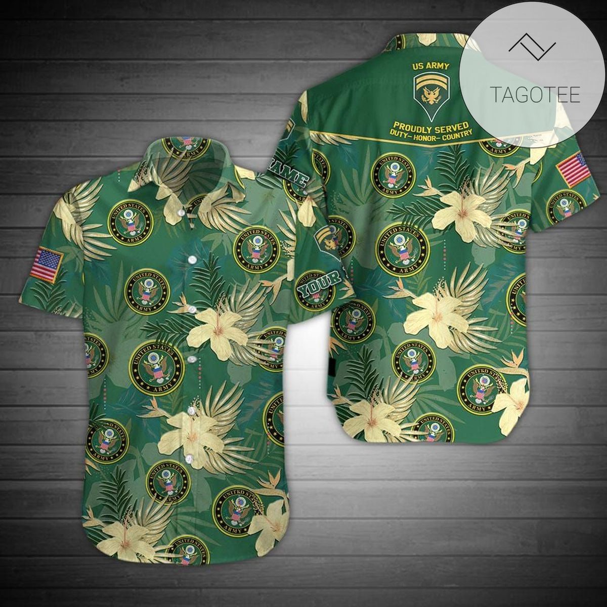 Name And Rank Proudly Served Us Marine Corps Red Unisex Authentic Hawaiian Shirt 2022s