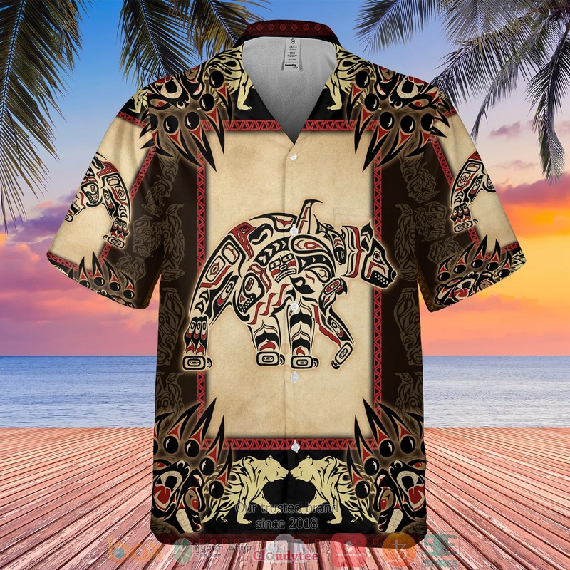 Native american bird pattern Blue Hawaiian Shirt