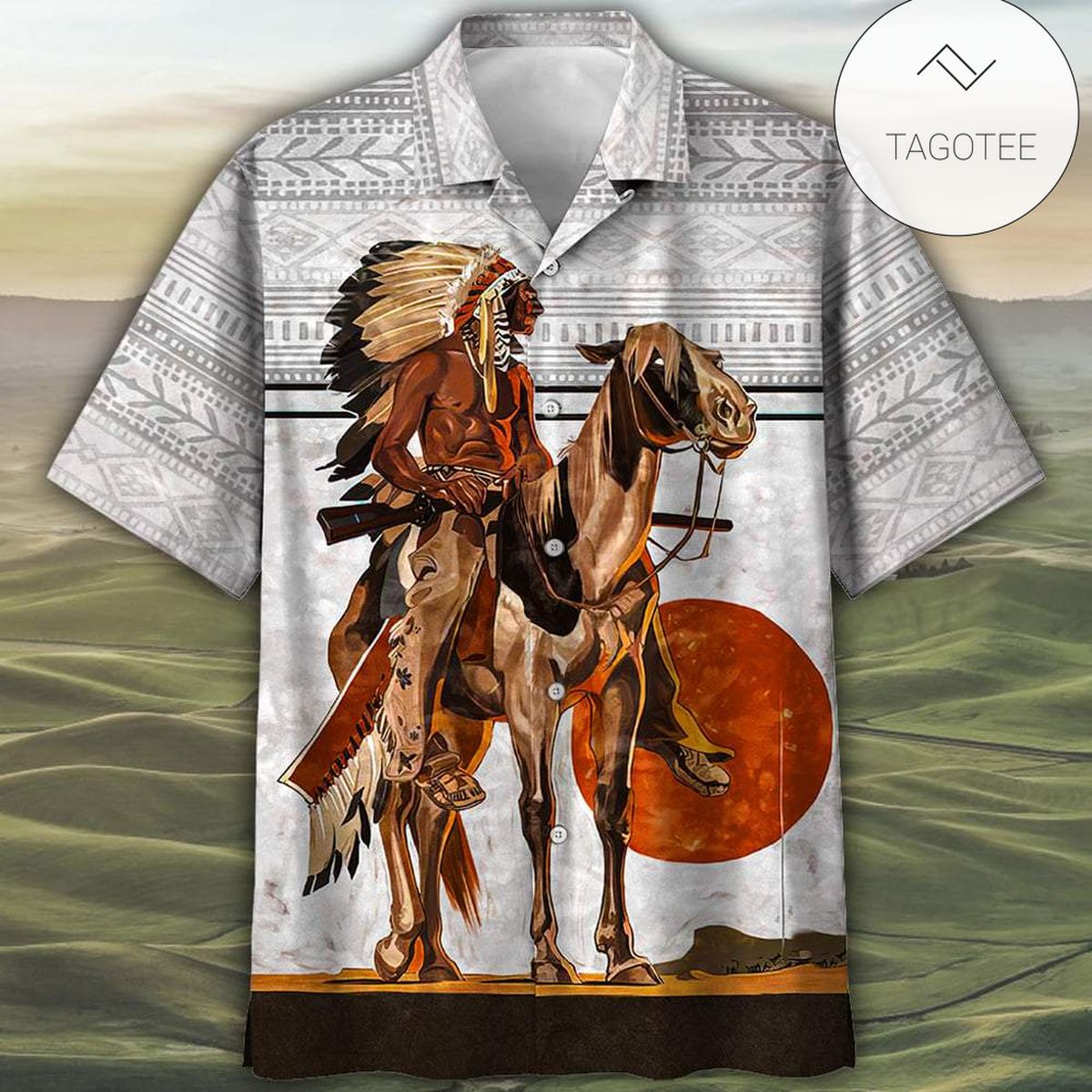 Native American Hawaii Shirt Orange Native American Pattern Hawaiian Aloha Shirt