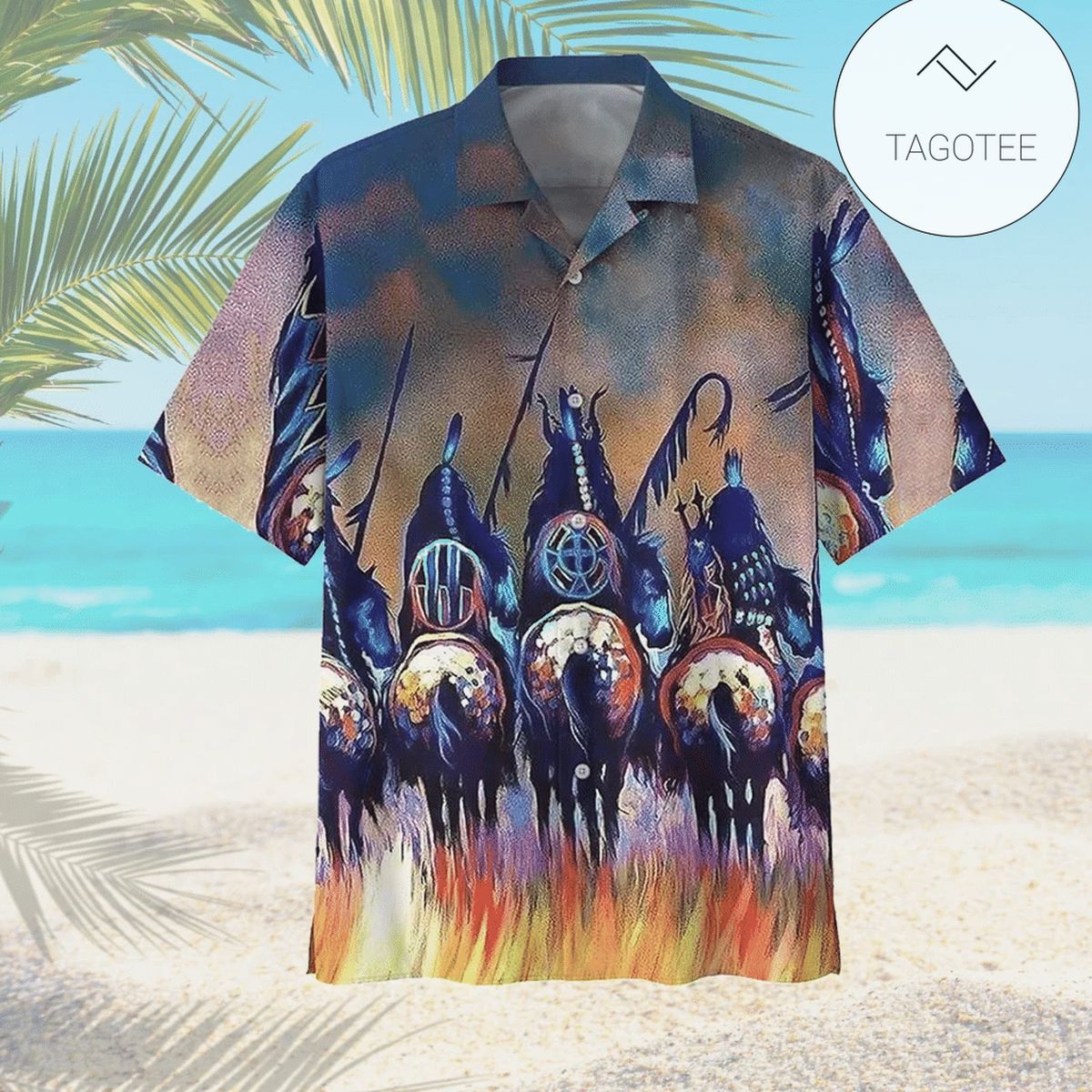 Native American Hawaii Shirt Native Wolf Feather Hawaiian Shirt