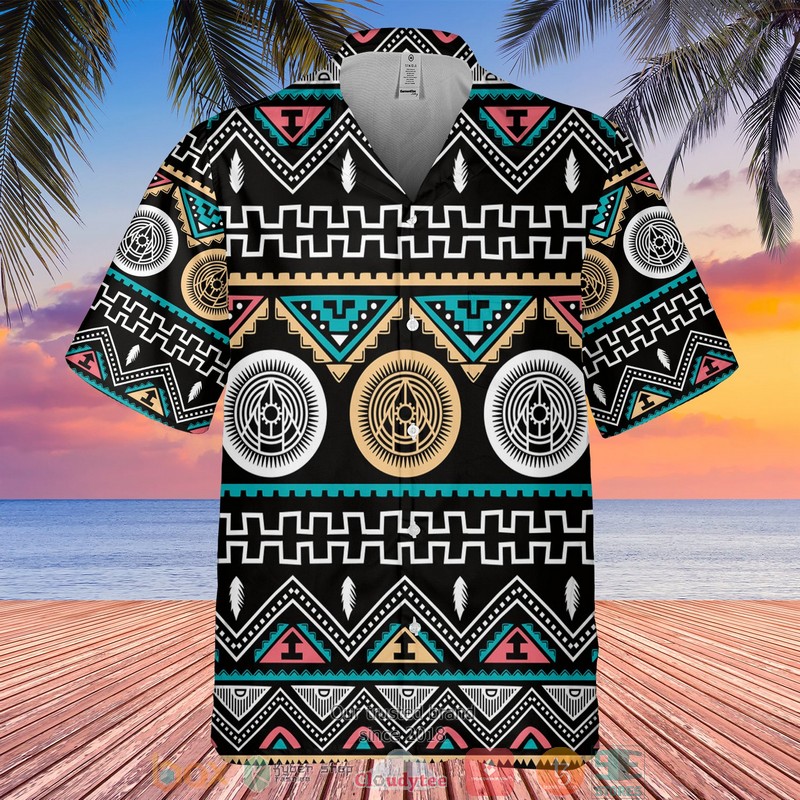 Native American Owl pattern Pink Hawaiian Shirt