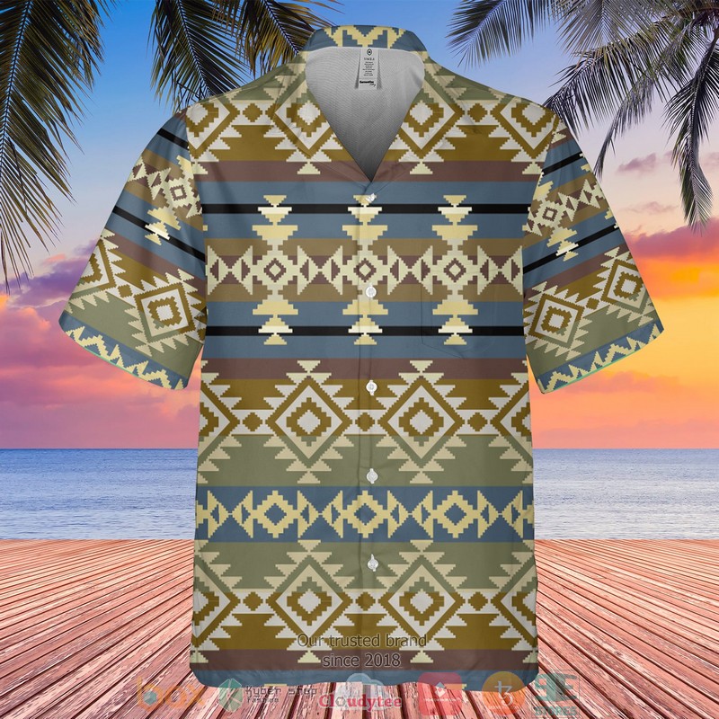 Native Pattern brown Hawaiian shirt