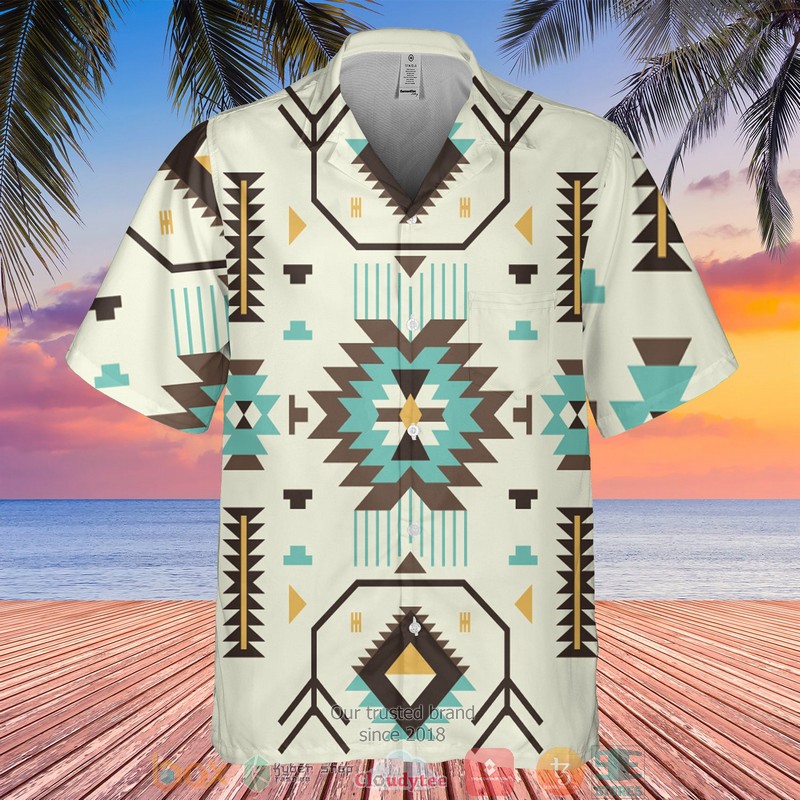 Native Pattern cream color Hawaiian shirt