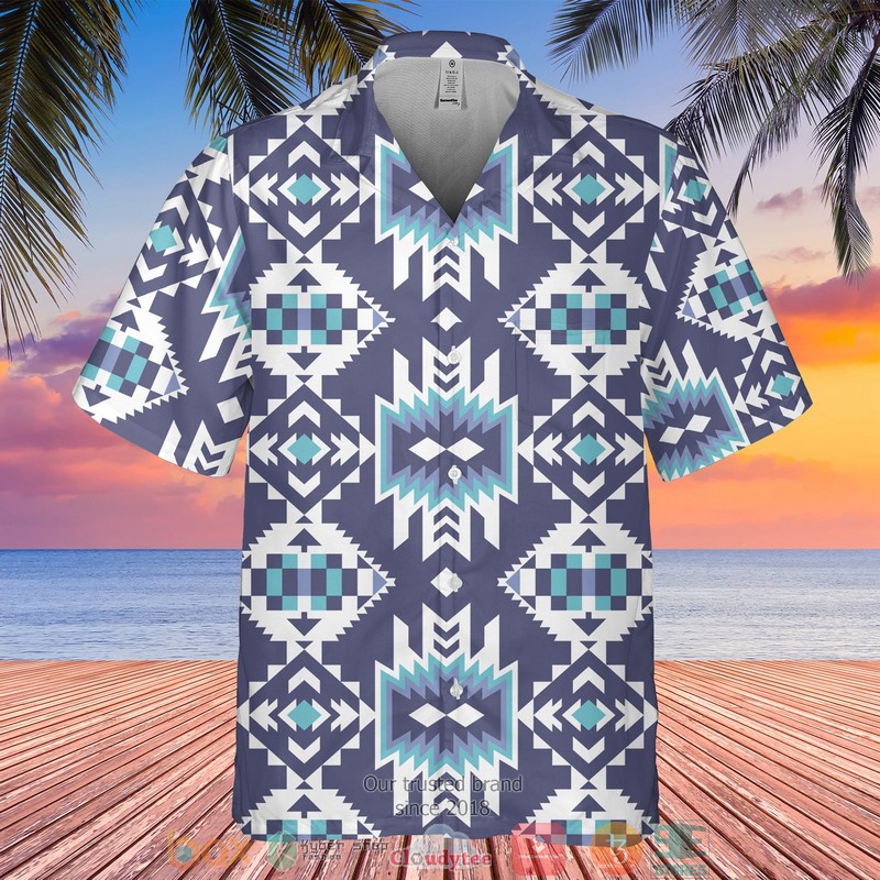 Native Pattern dark purple Hawaiian shirt