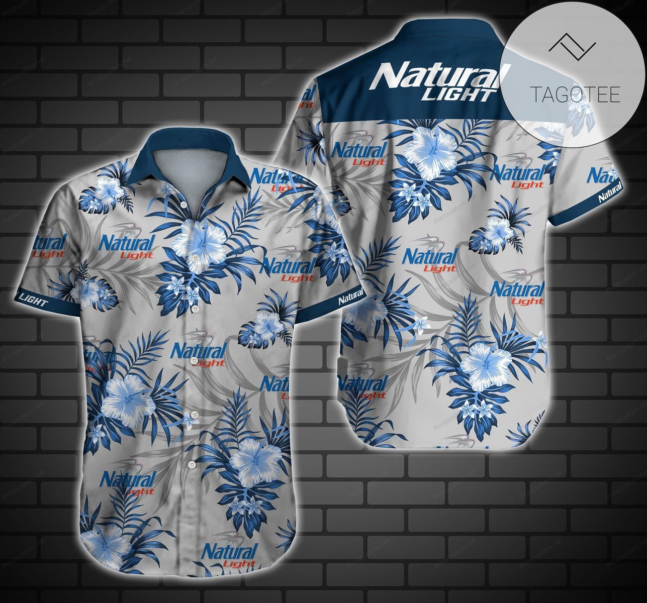 Natural ICE US Flag Hawaiian Shirt