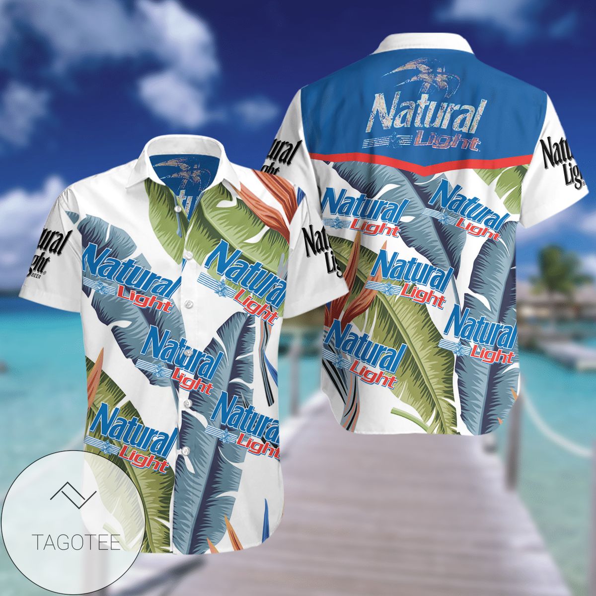 Natural Light All Over Print 3D Hawaiian Shirt – White