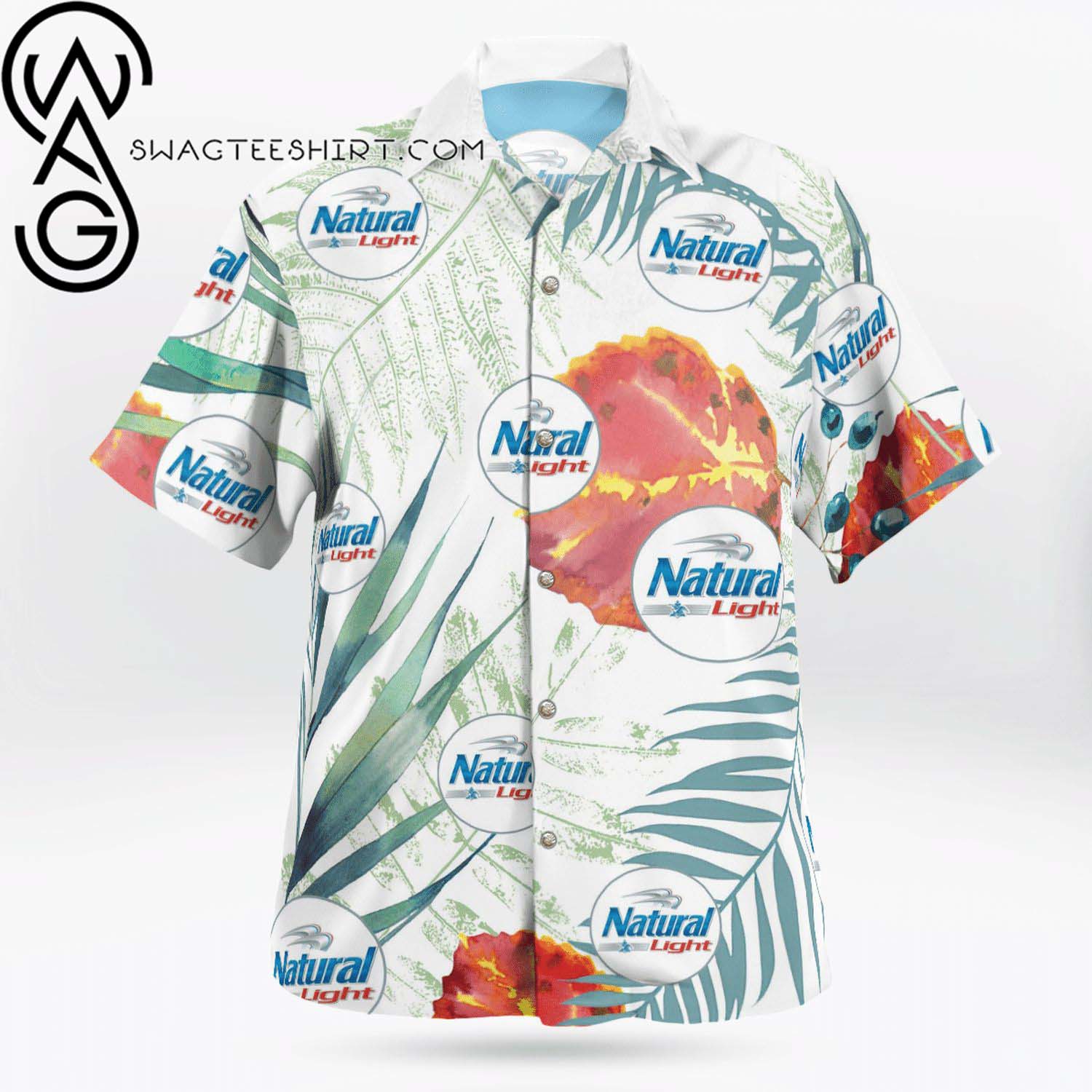 Natural Ice Usa Flag Cross Stitch All Over Print Summer Vacation Hawaiian Shirt