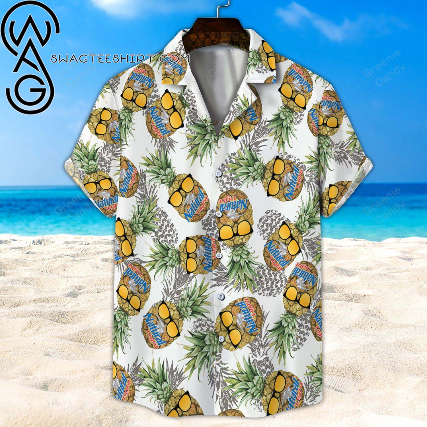 Natural Light Funny Pineapple Seamless Pattern All Over Print Aloha Hawaiian Shirt And Beach Short