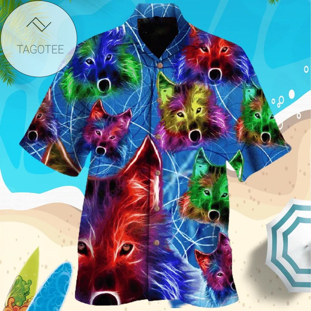 Neon Light Flamingo Pineapple Tropical Hawaiian Aloha Shirts