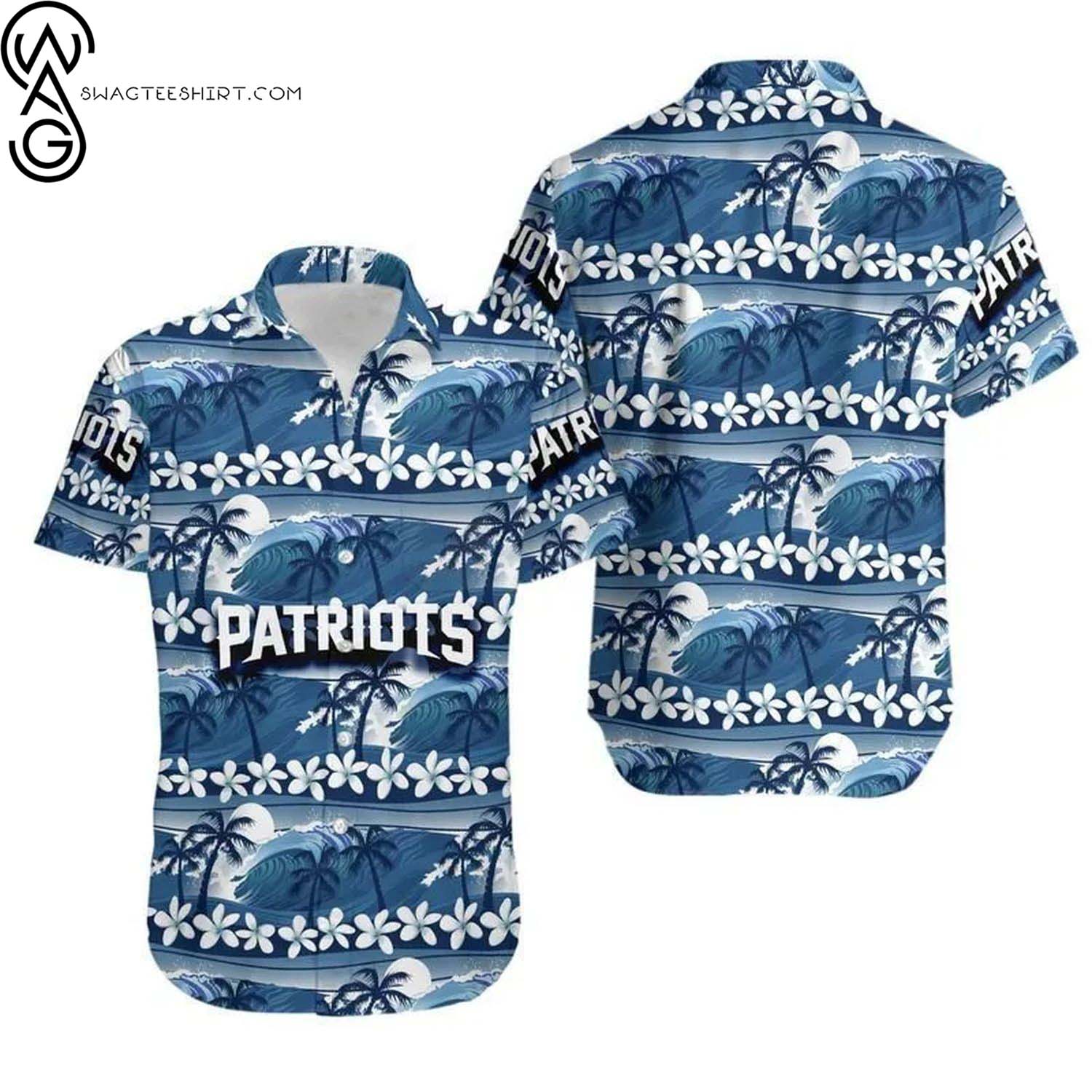 New England Patriots Coconut Trees Summer Aloha Hawaiian Shirt