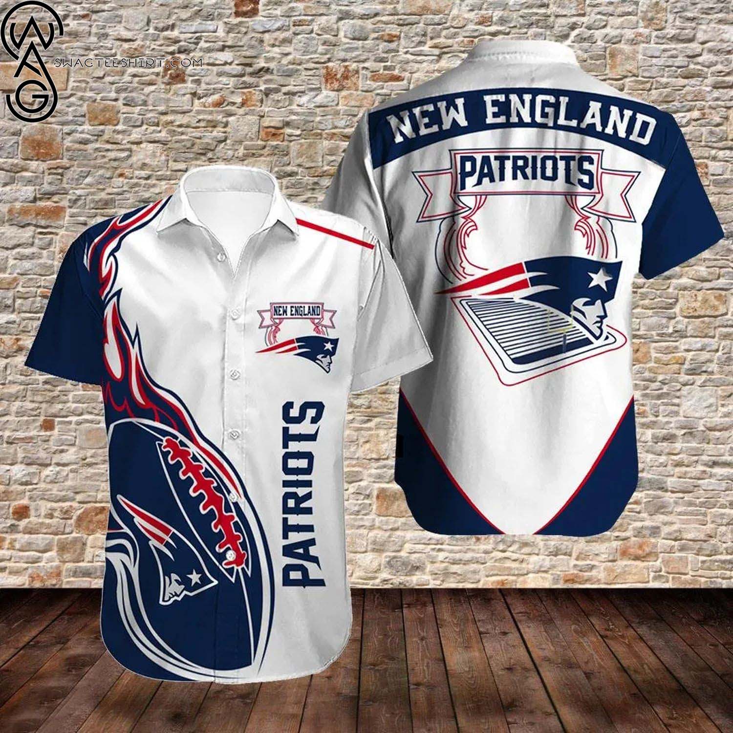 New England Patriots Coconut Trees Summer Aloha Hawaiian Shirt