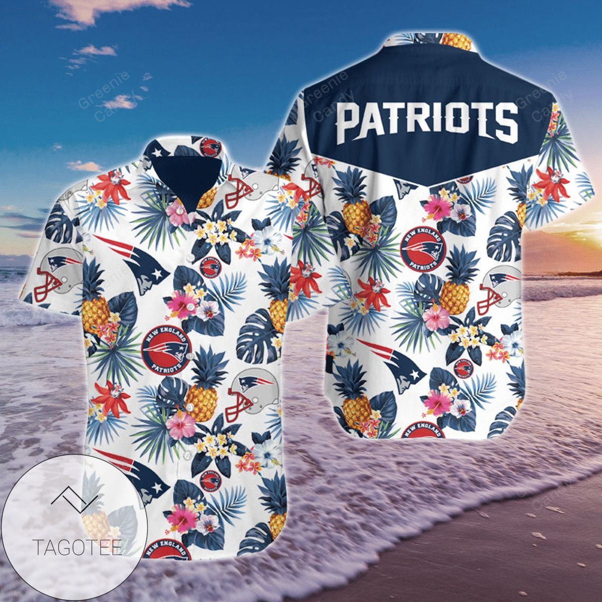 New England Patriots Flower Hawaiian Shirt 3d