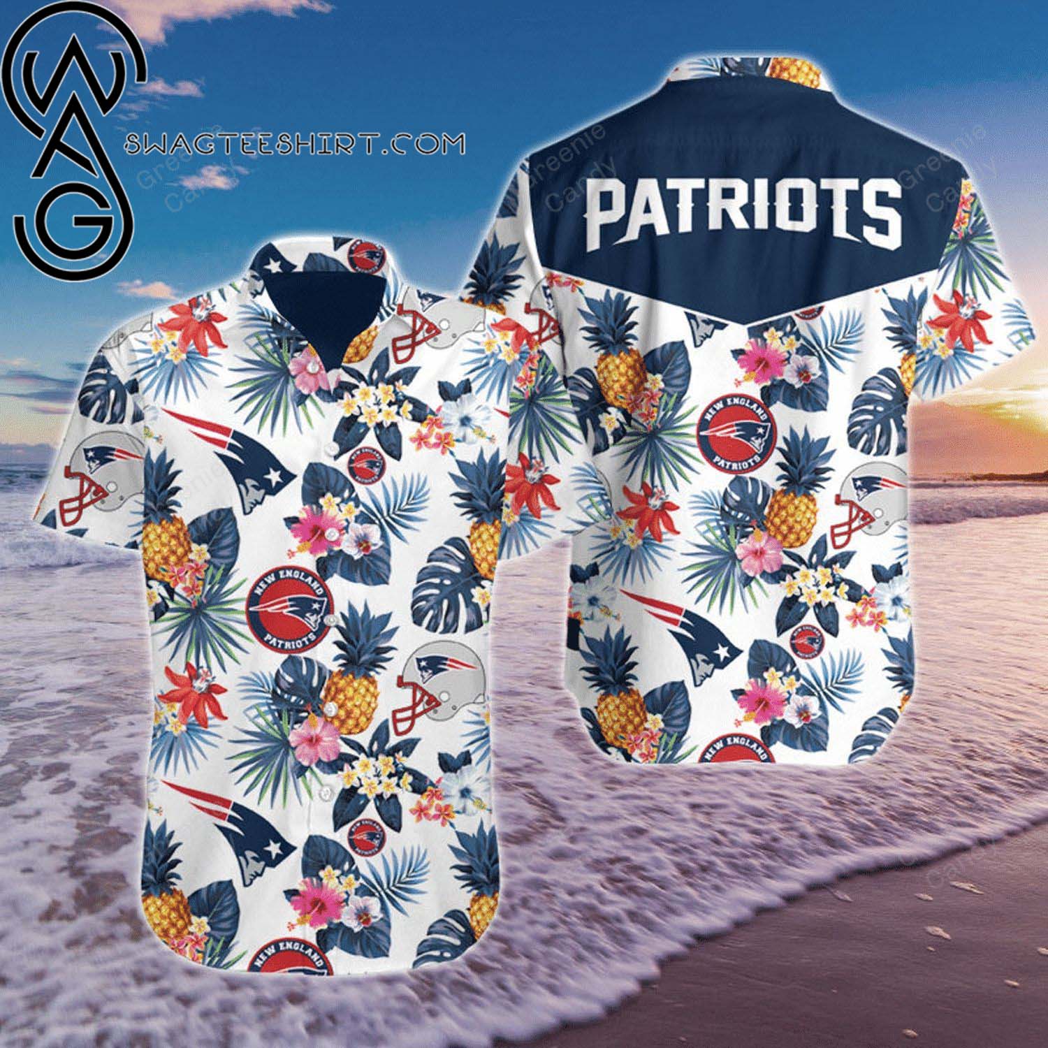 New England Patriots Flower And Logo Summer Aloha Hawaiian Shirt