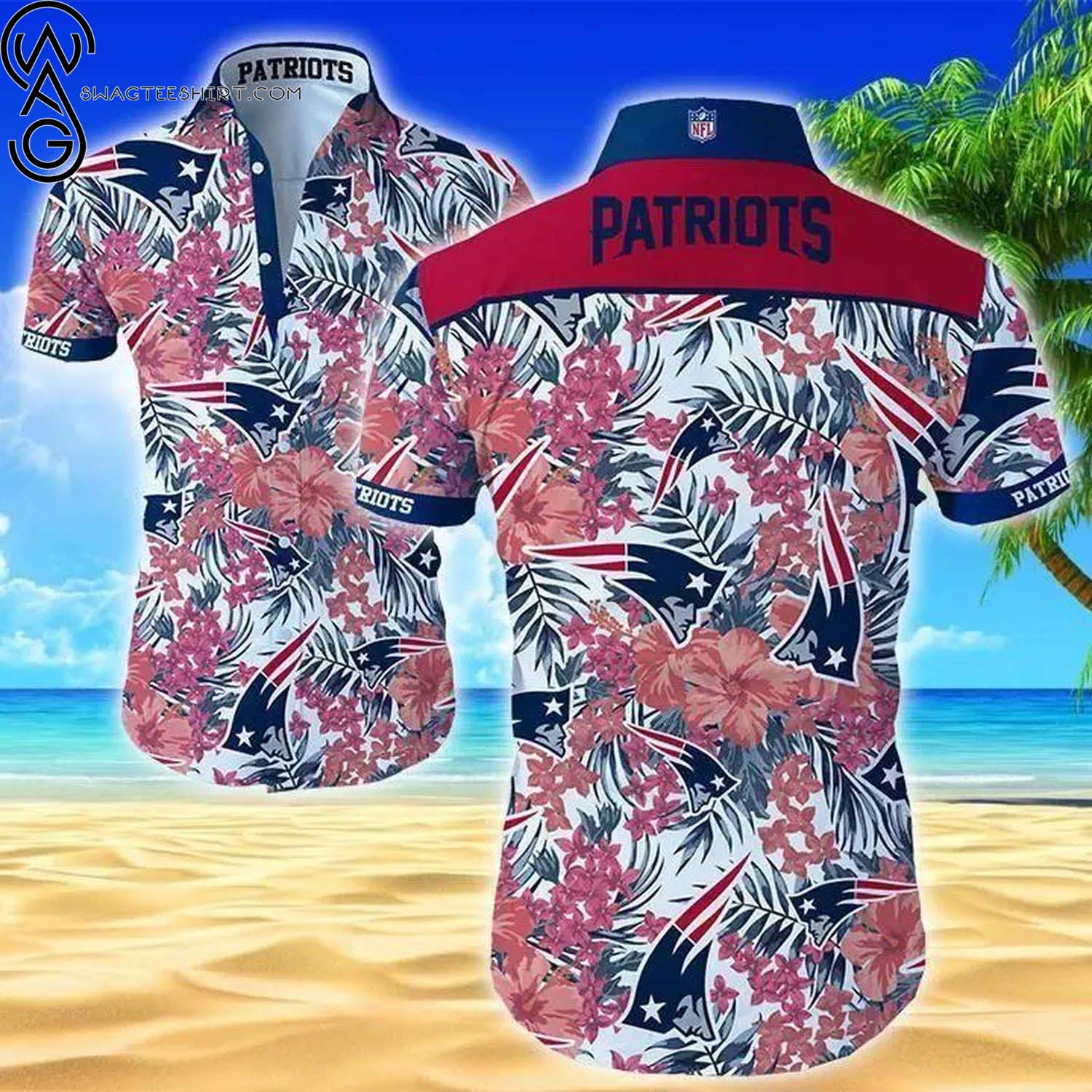 New England Patriots Floral Tropical Aloha Hawaiian Shirt