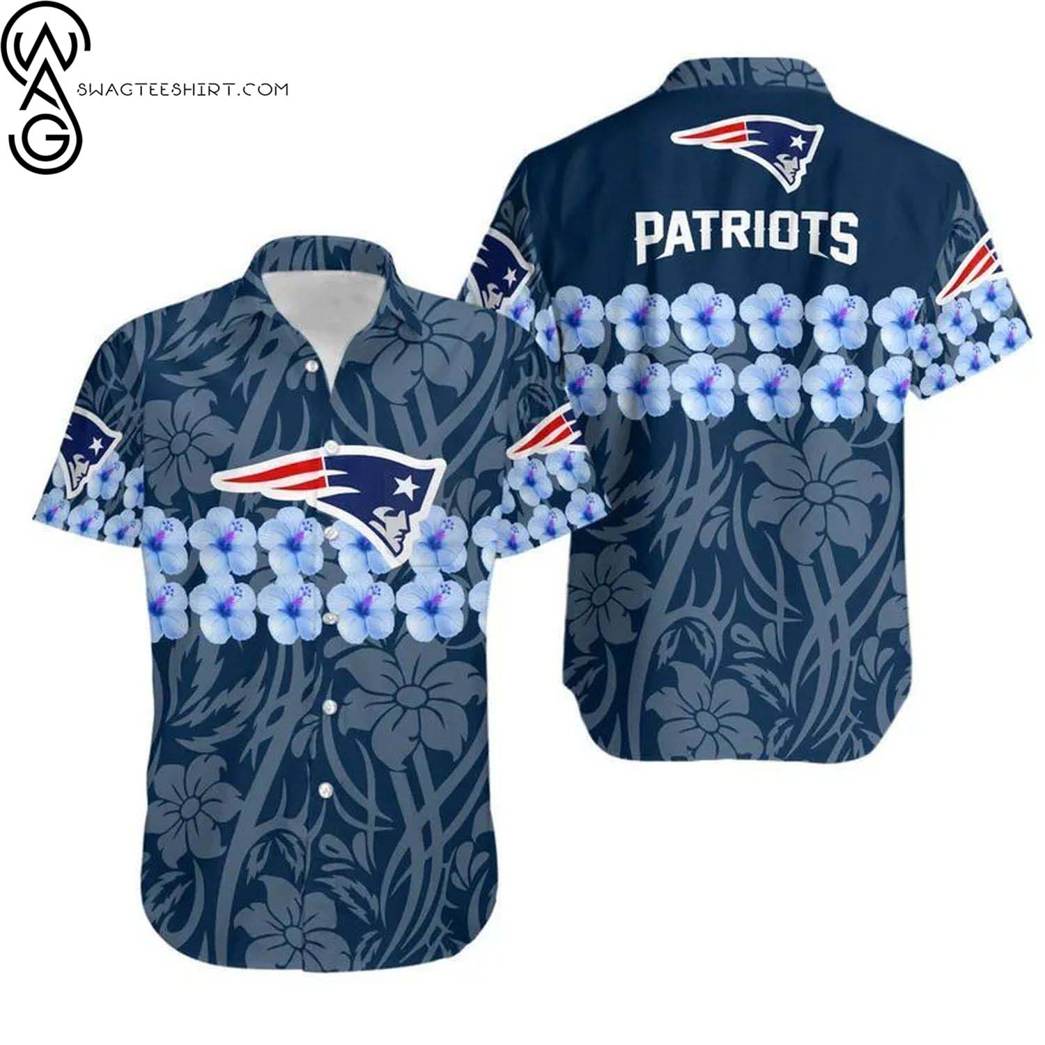 New England Patriots Flower Tropical Summer Aloha Hawaiian Shirt