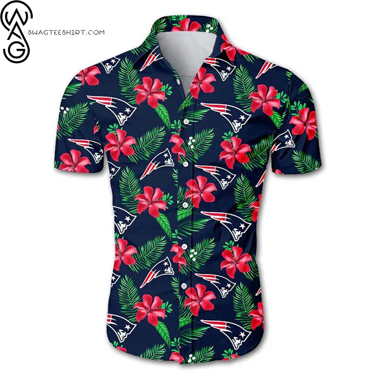 New England Patriots Flower And Logo Summer Aloha Hawaiian Shirt